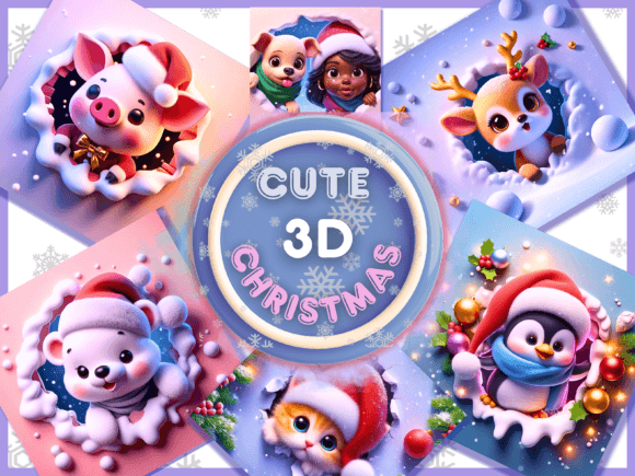 3D Funny Christmas Backgrounds for Festive Projects