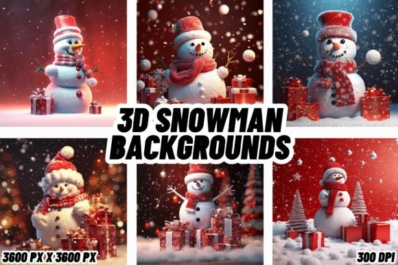 3D Snowman Christmas Backgrounds for Festive Design