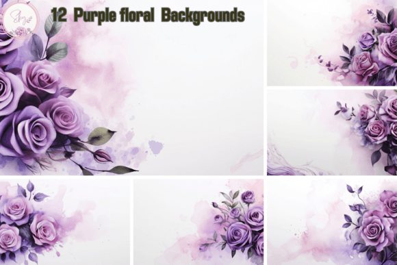 Abstract Purple Flowers Watercolor: Digital Paper Guide