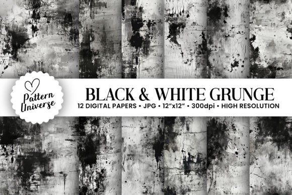 Black & White Grunge Texture Backgrounds for Authentic Design