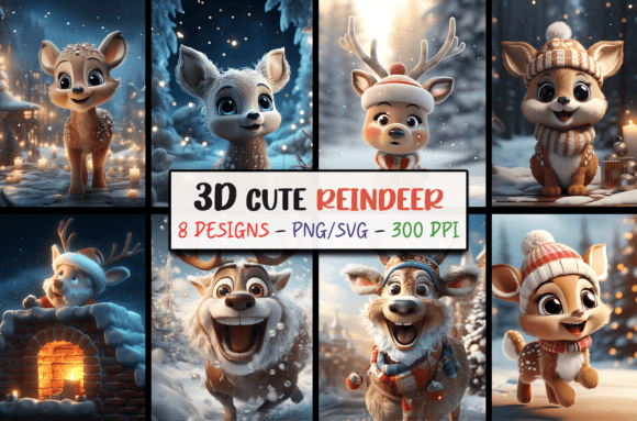 Bring Holiday Magic to Life with 3D Christmas Backgrounds - Reindeer SVG