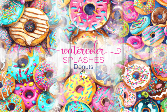 Donut Splashes: Sweet Watercolor Backgrounds for Creative Projects