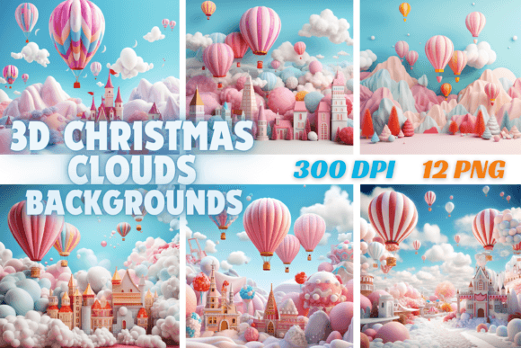 Elevate Holiday Projects with 3D Christmas Clouds Backgrounds