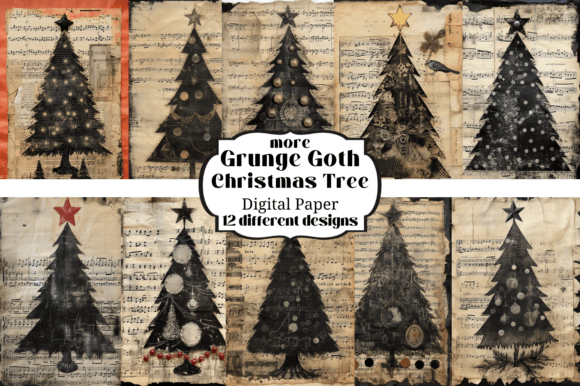 Grunge Goth Christmas Tree Backgrounds: Dark Holiday Design