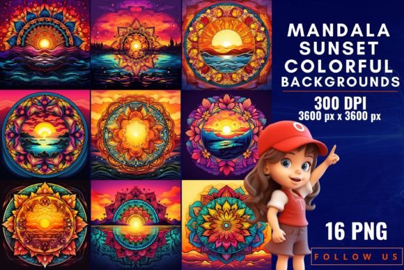 Mandala Sunset Colorful Backgrounds: Infuse Serenity into Your Designs
