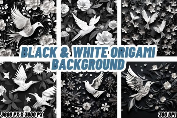 Monochrome Magic: Black & White Origami Backgrounds