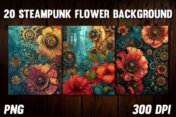 Steampunk Flower Backgrounds: Vintage Elegance for Modern Covers