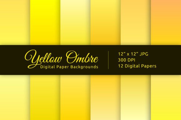 Yellow Ombre Digital Paper Backgrounds: Warm Gradient Design Assets